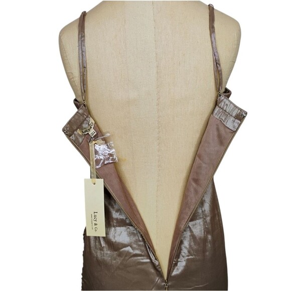 Lucy & Co. Champagne Beaded Mini Dress Stretchy size Small - Picture 6 of 16